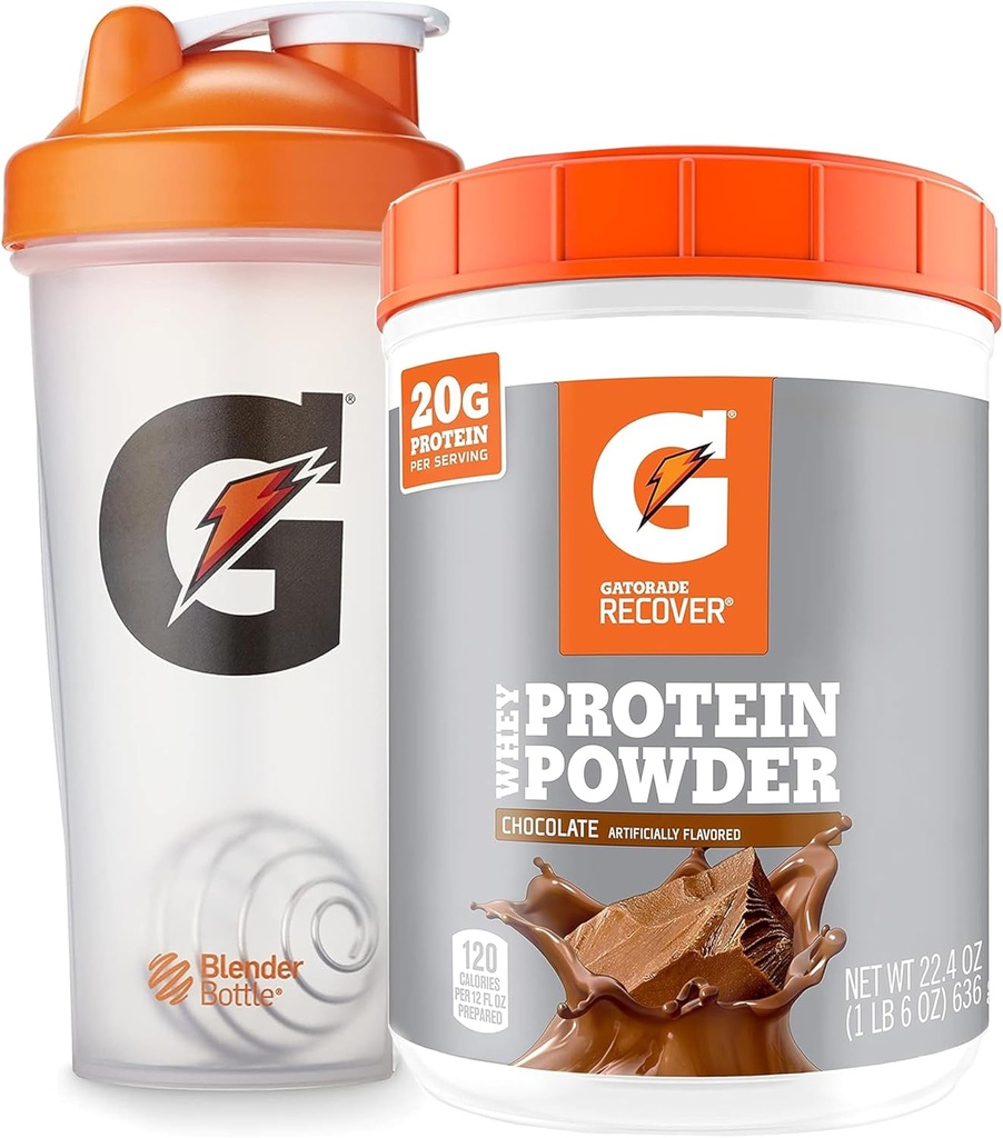 Bundle of Gatorade Shaker Bottle for Gym, 28 Ounce, Plastic and Gatorade Whey Protein Powder, Chocolate