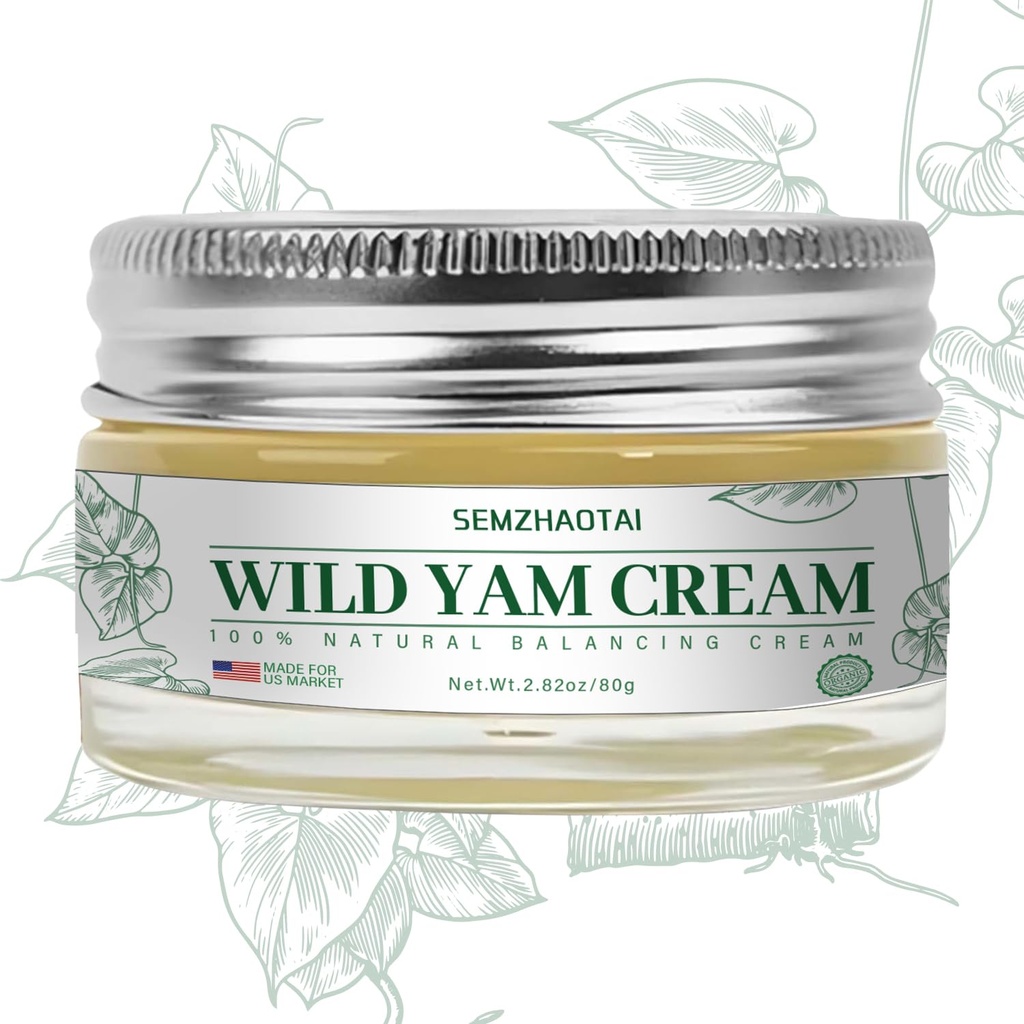 Organic Wild Yam Cream - Ορμονική Ισορροπία & Εμμηνόπαυση Ανακούφιση, Υποστηρίζει Hot Flashs & Night Sweats, 2.82 oz - Σχεδιασμένο για την αγορά των ΗΠΑ από SEMZHAOTAI