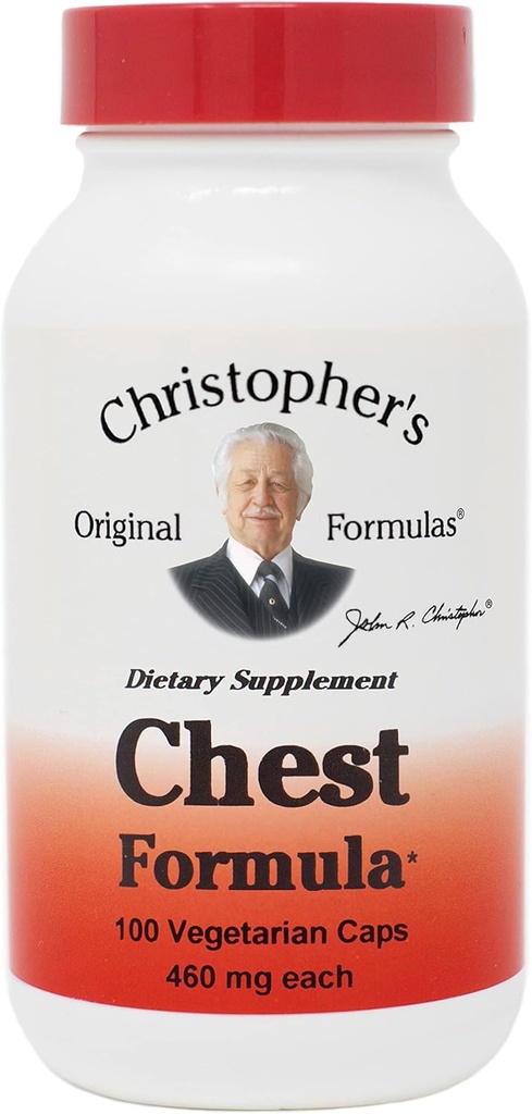 Christopher's Original Formulas Chest Formula – Ανοσοποιητική υποστήριξη ολόκληρου του βότανου για την εποχή του κρυολογήματος και της γρίπης, 460 mg, 100 κάψουλες χορτοφάγων