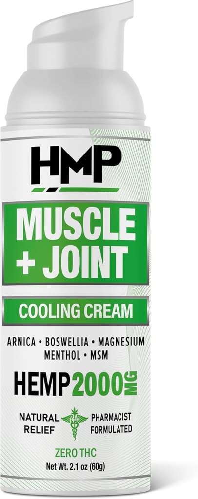 Κρέμα κάνναβης μυών & κοινής υποστήριξης 2000MG Hemp Discomfort Relief Formula w Menthol Ιδανικό για το γόνατο μυών αρθρώσεων πλάτη ώμου αγκώνα μέγιστη κοινή υποστήριξη, φυσική φόρμουλα Made in USA 2.1oz