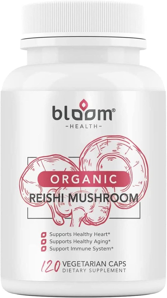 Reishi Mushroom Caps, Organic Ganoderma Lucidum για την ανοσοποιητική υποστήριξη, Cardio υγεία και ενέργεια – Χωρίς γλουτένη, μη ΓΤΟ, Vegan-Friendly 1000mg Reishi Mushroom Extract (120 κάψουλες)