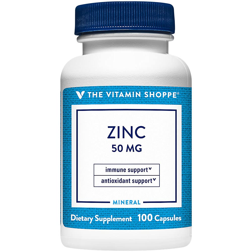 Η βιταμίνη Shoppe ψευδάργυρος 50MG - ανοσοποιητική υποστήριξη, την υγεία του δέρματος & αντιοξειδωτική προστασία, ουσιαστικό ορυκτό (100 κάψουλες)