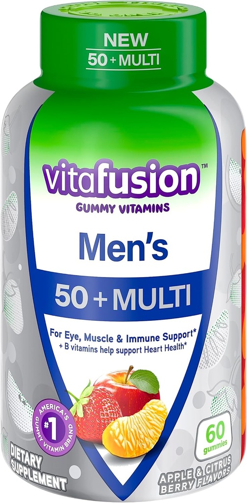 VITAFUSION Άνδρες 50+ Πολλαπλό ημερήσιο συμπλήρωμα υποστήριξης 60 Count