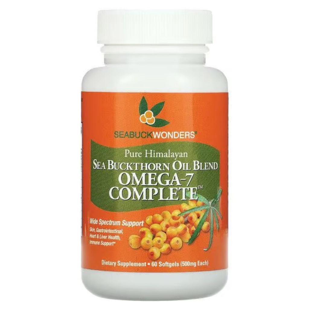 SEABUCKWONDERS Βιολογικό θαλασσινό έλαιο Buckthorn, Omega-7 Complete Softgels, 60 Count, με Omega 3, 6 & 9, υποστηρίζει τα μαλλιά, το δέρμα και την υγεία των νυχιών, 1000mg ανά υπηρεσία