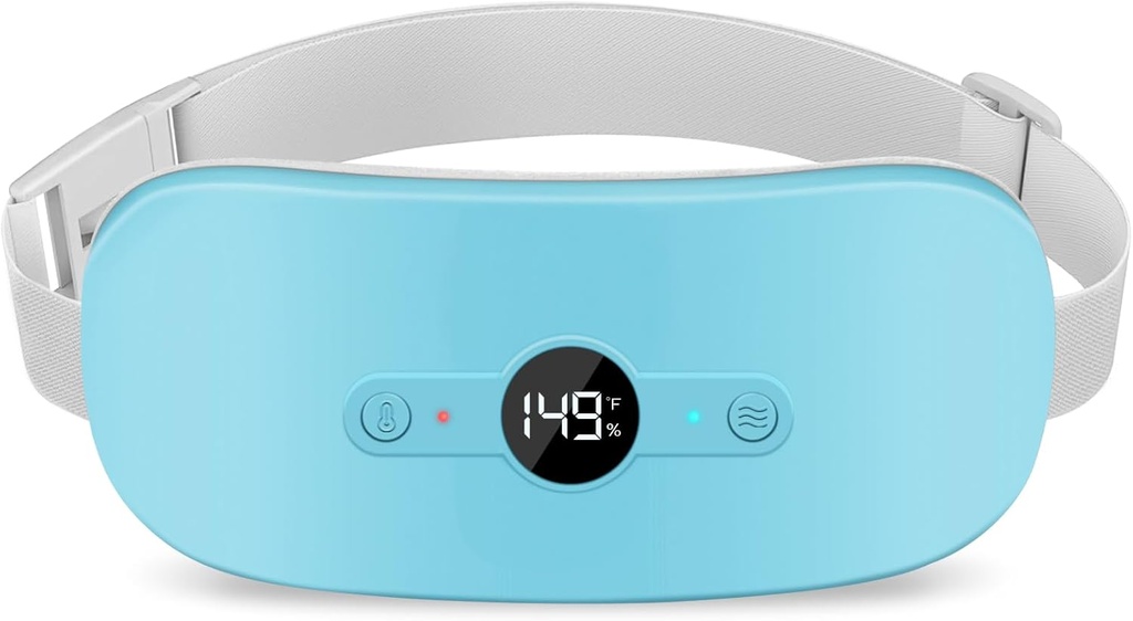 NOWWISH Βάση Θέρμανσης για Περιόδου Cramps Pain Relief, Portable Electric Cordless Menstrual Θέρμανση Pad Rechargeable with 6 Heat Levels and 6 Massage Modes, Christmas Gifts for Women Teen Girls, Blue