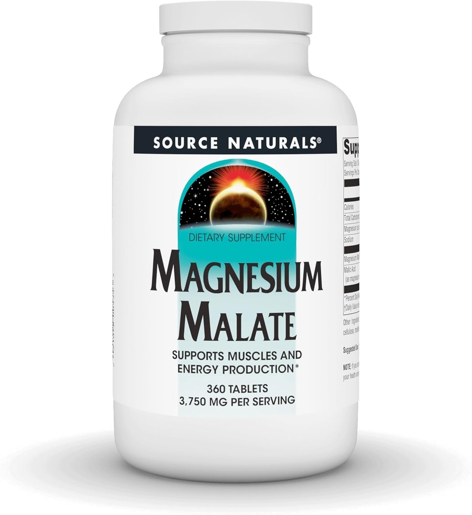 Source Naturals Μαγνήσιο Malate 3750 mg ανά Σερβίρισμα - για Παραγωγή Ενέργειας* - 360 δισκία