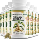 GreeNatr Ginko Biloba & Panax Ginseng συμπλήρωμα - Κόκκινο Ginseng συμπλήρωμα εγκεφάλου για τη μνήμη και εστίαση - Ginkgo Biloba συμπληρώματα για την καλή όραση, ανοσοποιητικό σύστημα και βελτιωμένη ροή αίματος - 12 μπουκάλια