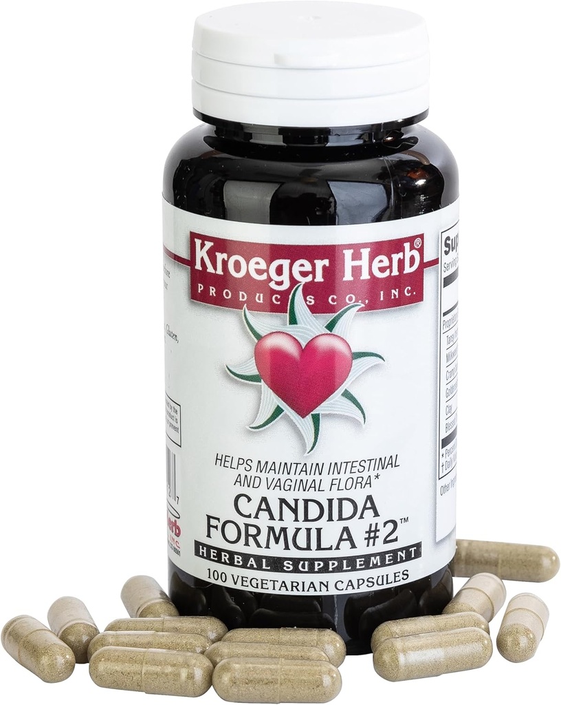 Kroeger Herb Products, Candida Formula #2, Cleanse Support, Detox for Natural Candida Cleanse, Helps Gut and Vaginal Health, Yeast Supplement, Candida Overgrowth, Enternal Supplement, Made in USA