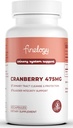 Cranberry Pills 475mg, 60 Vegan Capsules for Urinary Tract Health & Bladder Support, Concentrated Cranberry Powder, Non-GMO, Sugar-Free Cranberry Supplement, 2-Month Supply