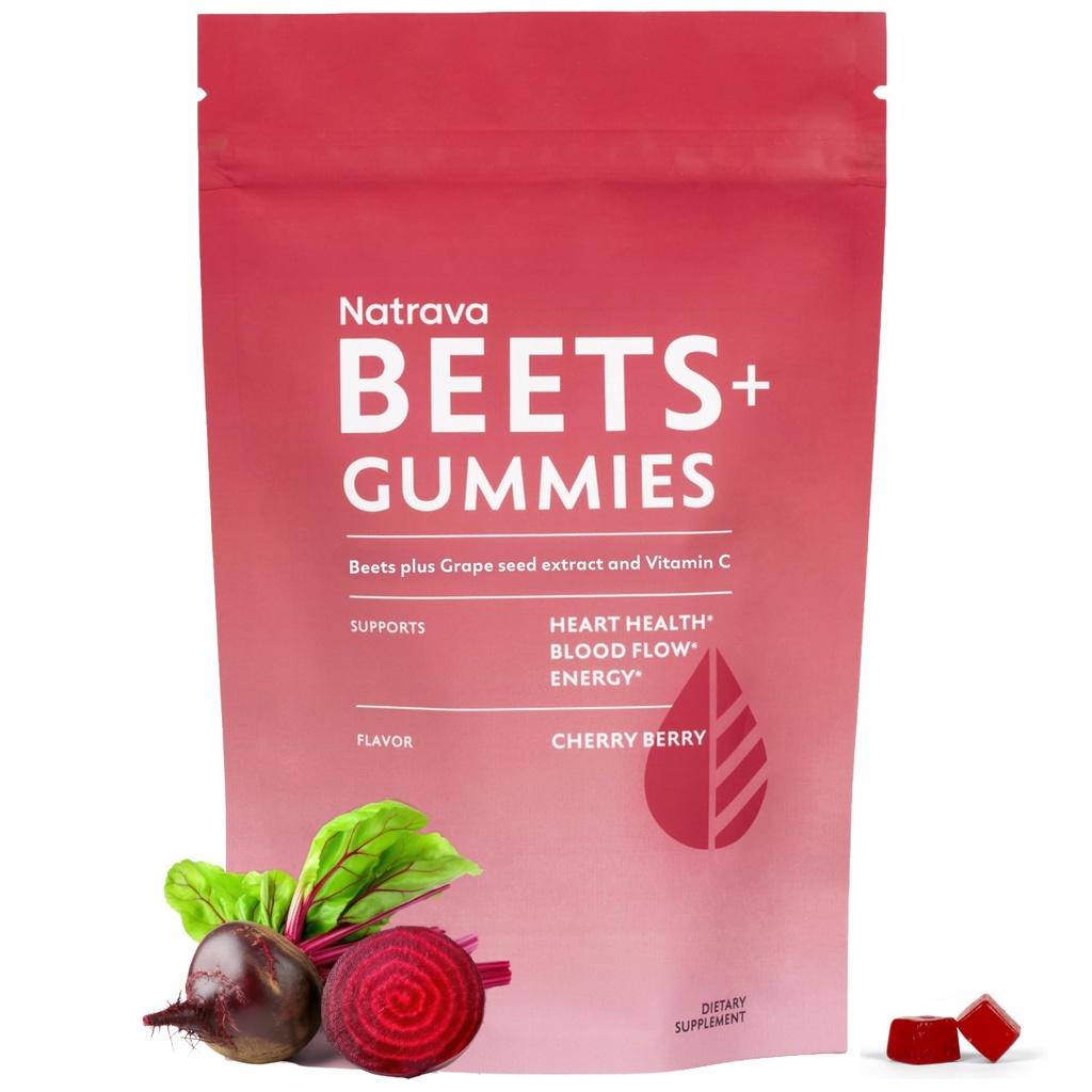 Μπιζέλια+ Gummies - Premium Σκόνη ρίζας τεύτλων, εκχύλισμα σπόρων σταφυλιών και βιταμίνης C - Υποστηρίζει την υγιή πίεση του αίματος και την υγεία της καρδιάς - χαμηλής περιεκτικότητας σε νιτρικό οξείδιο και την κυκλοφορία συμπλήρωμα - 50 Gummies