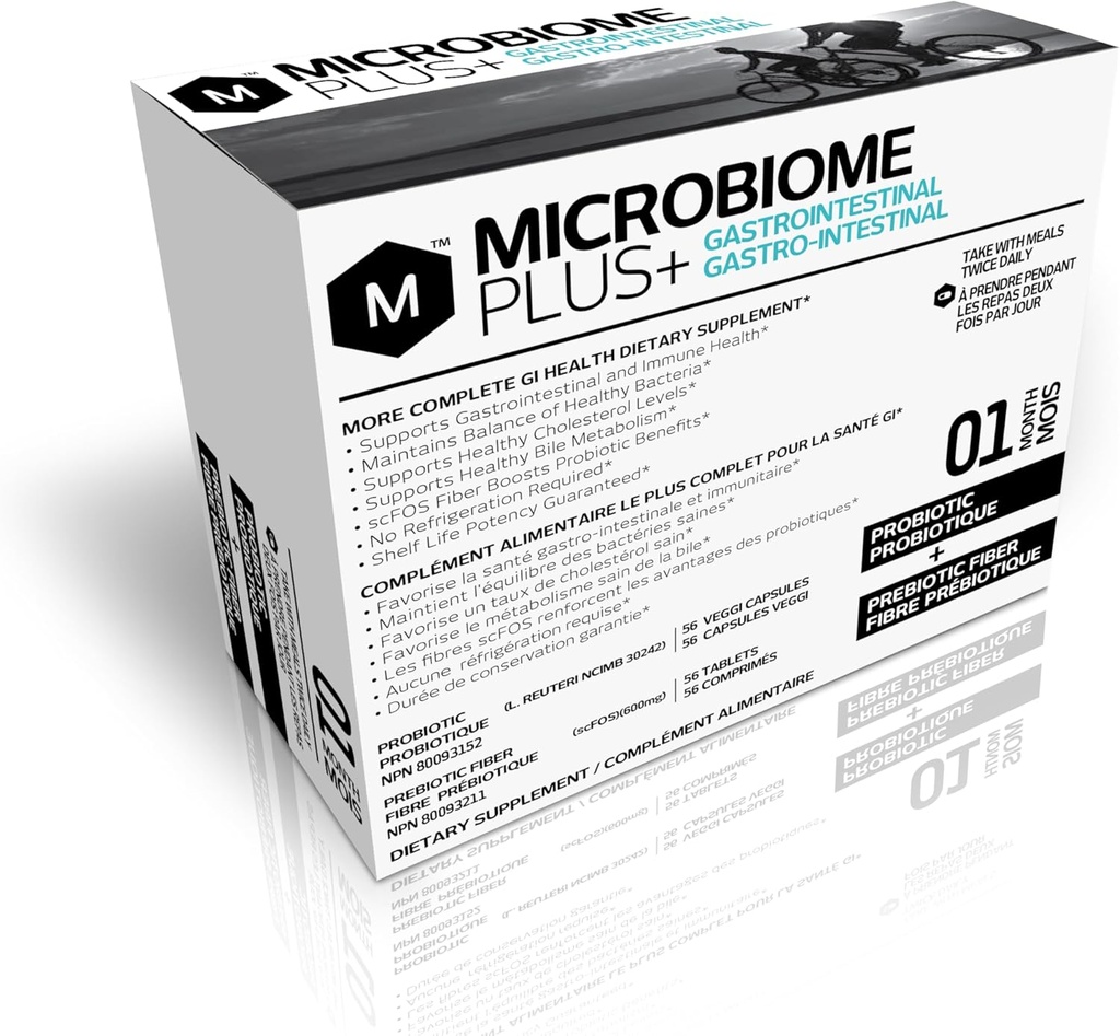 Microbiome Plus Γαστρεντερικά Προβιοτικά L Reuteri NCIMB 30242 και Prebiotics scFOS, GI Digestive Συμπληρώματα, Αλλεργία Ασφαλές, χωρίς γλουτένη Προβιοτικό συμπλήρωμα για άνδρες και γυναίκες (1 μήνας προσφοράς)