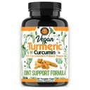 Κουρκουμίνη Vegan Turmeric με εκχύλισμα μαύρου πιπεριού (60 κάψουλες Veggie-2 Μήνας προσφοράς), 95% Κουρκουμινοειδή - Όλα τα φυσικά ισχυρό αντιοξειδωτικό για κοινή υποστήριξη και ανακούφιση (1-Bottle)