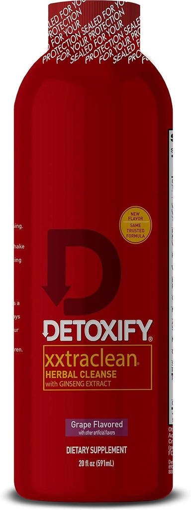 Detoxify – Xxtra Clean Herbal Cleanse Detox Drink – Full Body Cleanse Detox for Women and Men - Same Day Results - Enhanced with Ginseng Extract & Milk Thistle Extract - Plus Sticker