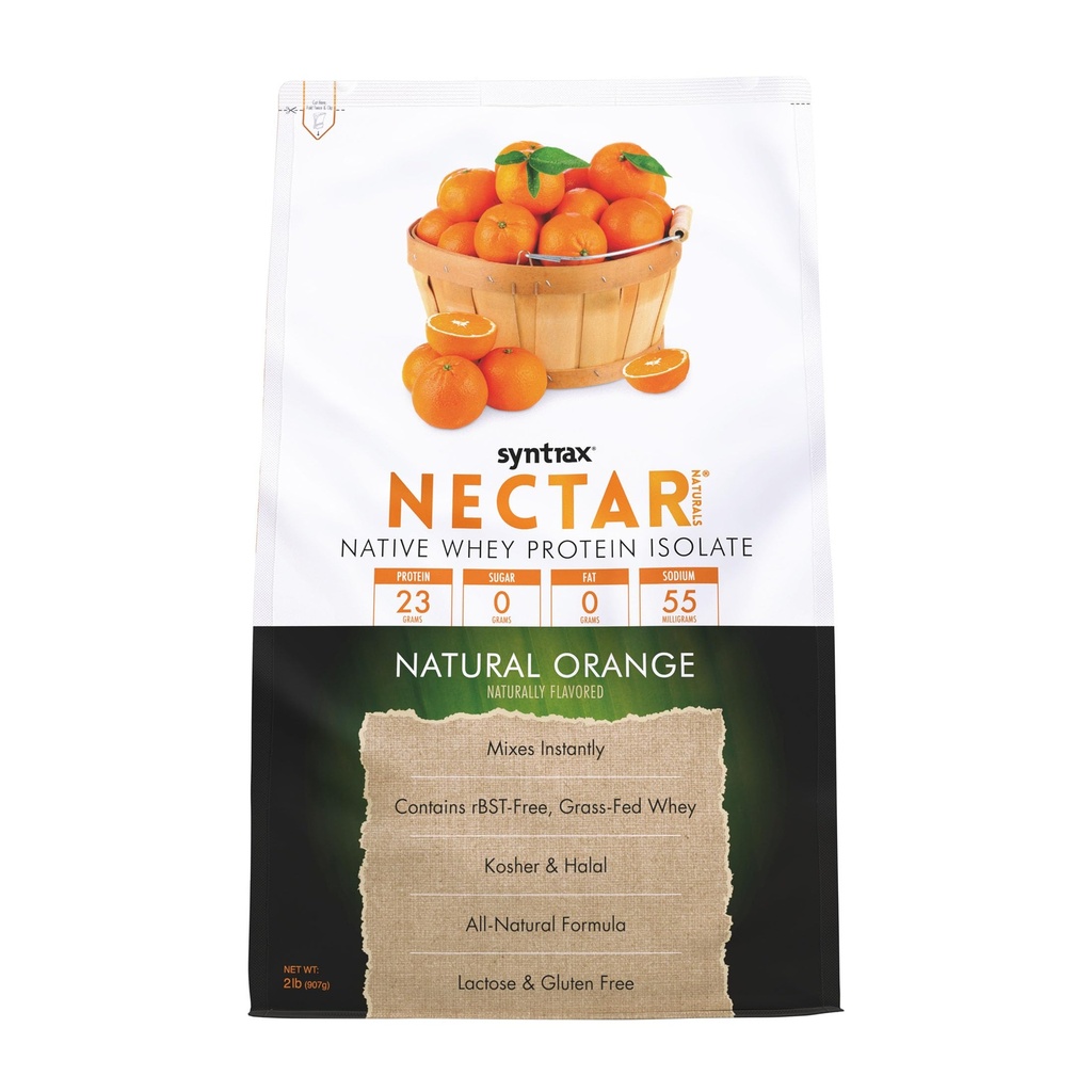 Syntrax Nectar Naturals, Όλα τα φυσικά Whey Protein Isolate, Smooth & Juicy, φυσικό πορτοκάλι, 2 lbs.