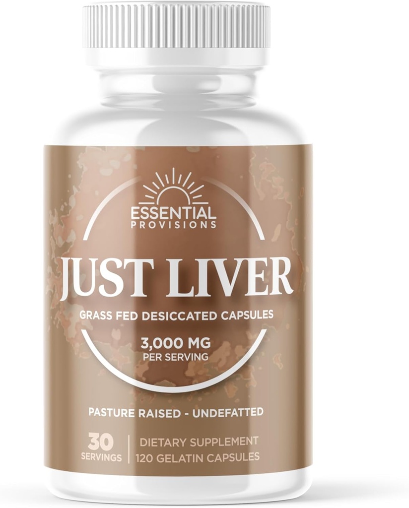 Just Liver, Grass-Fed and Pasture Μεγαλωμένες κάψουλες βοείου κρέατος, 3.000mg ανά υπηρεσία, 120 Count