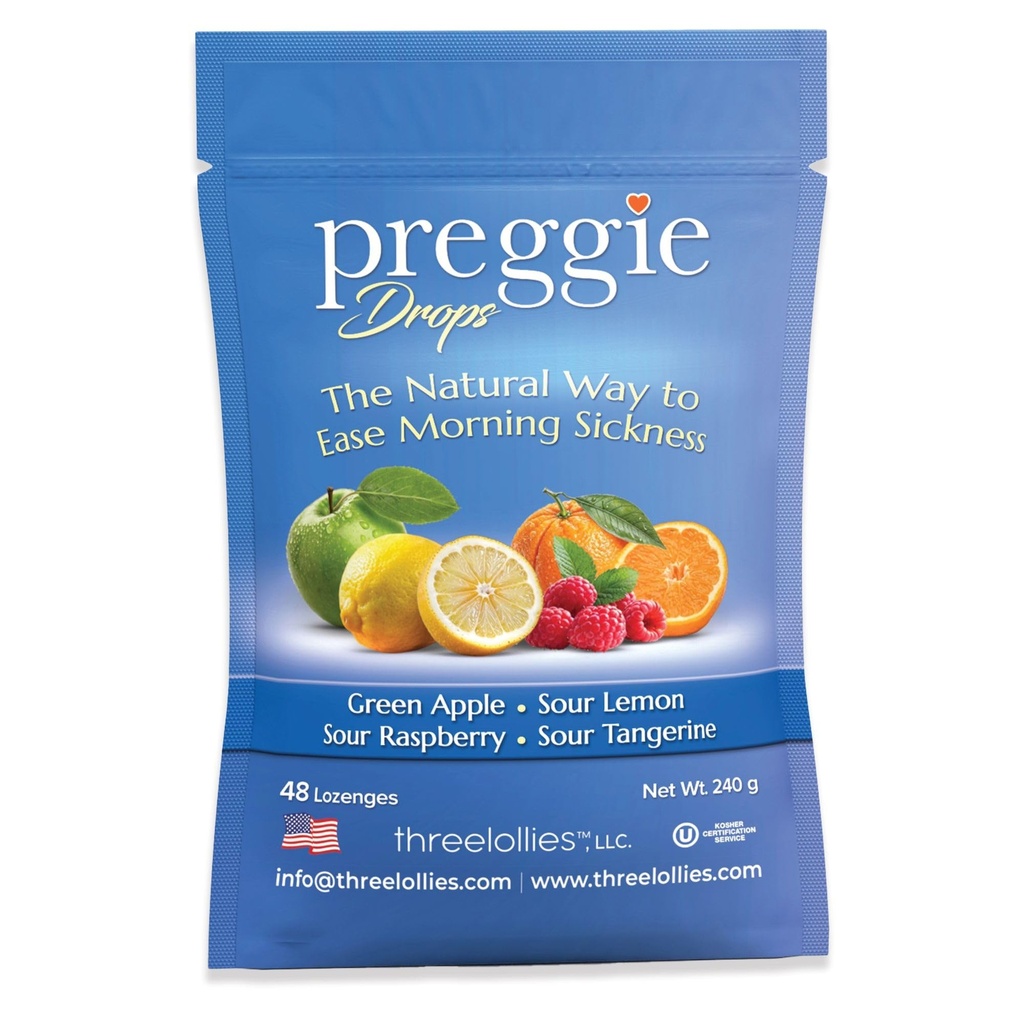 Preggie Pop Drops Πρωινή Ασθένεια ανακούφιση για έγκυες γυναίκες. Ποικιλία Yummy Candy σταγόνες για την εγκυμοσύνη. 48 Μέτρα