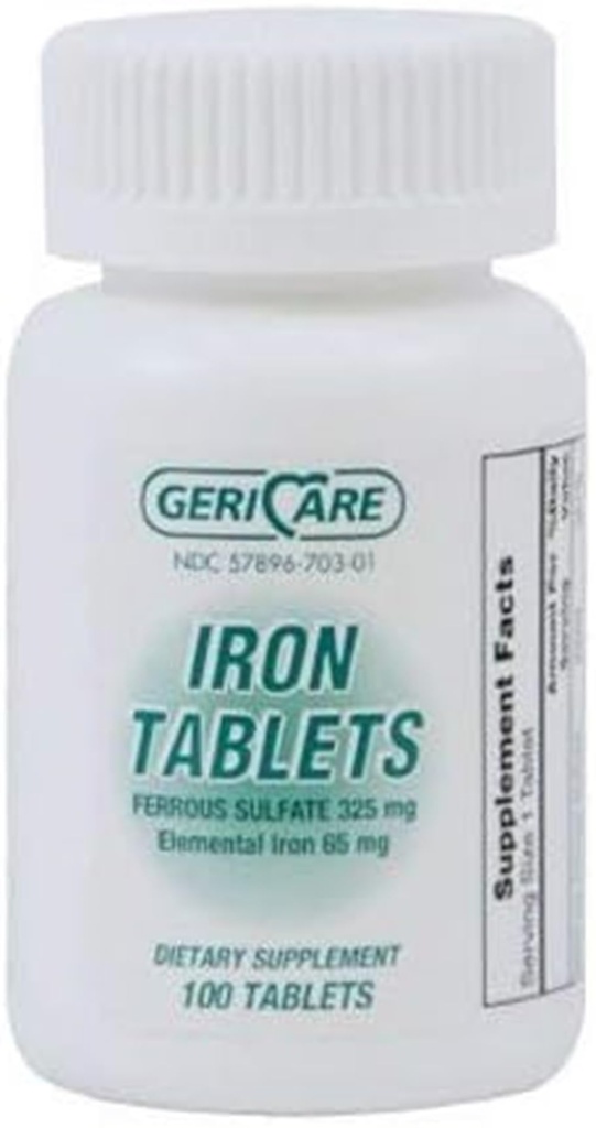 Geri Care 57896-0703-01 Σιδήρου Sulfate Green 325mg (πακέτο των 100)