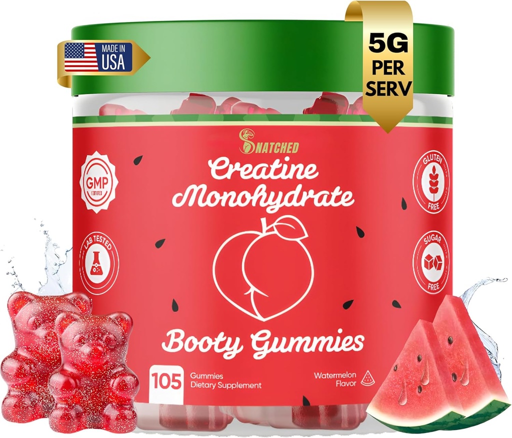 Πρώτο συμπλήρωμα Gummies Wooty για γυναίκες - 5000mg Creatine συν 1000mg ACV - Glute Builder, Waist Slimmer, Γυμναστήριο Απαραίτητα Γυναίκες, Χωρίς ζάχαρη (120 Ct Καρπούζι)