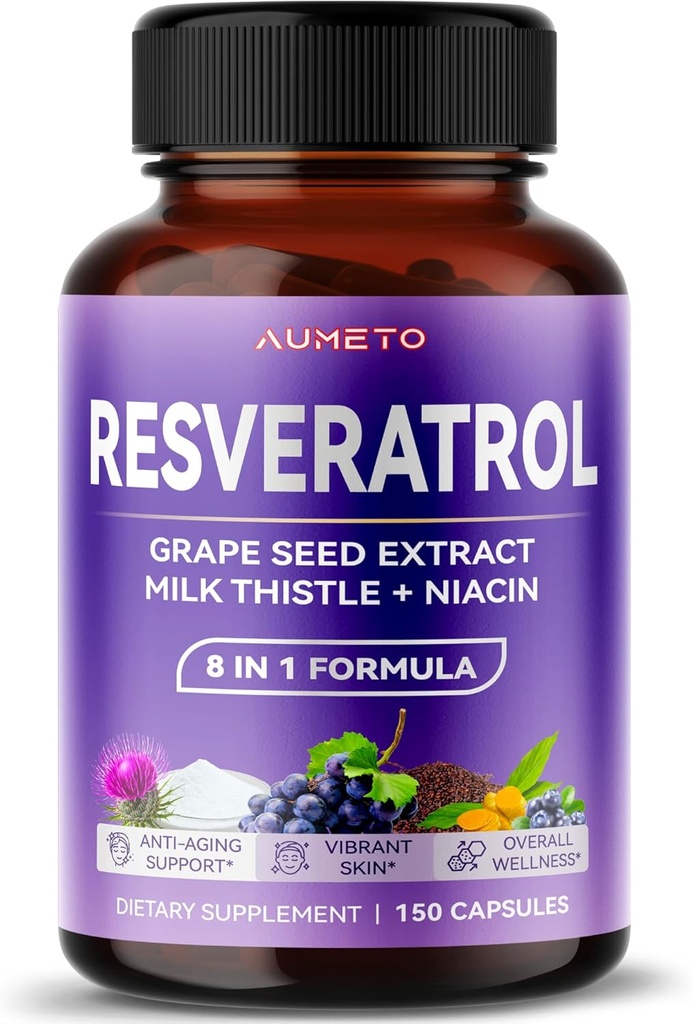 Ultra Resveratrol 8 σε 1 Formula - με Grape Seed Milk Thistle Niacin (150 Count (Pack of 1))