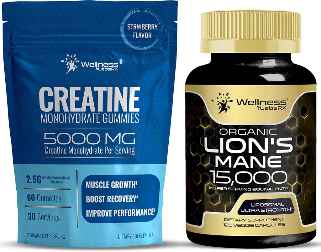WELNESS LABSRX Lions Mane συμπλήρωμα κάψουλες - Creatine Gummies 5000mg
