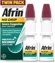 Afrin No Drip Σοβαρή Συμφόρηση Ρινική Mist Twin Pack, Μη Νυσταγμένη, ταχείας δράσης αποσυμφορητικό για Nasνική Συμφόρηση και ανακούφιση πίεσης του κόλπου, ενήλικες και παιδιά 6 και μεγαλύτερα, . 5 fl oz (πακέτο των 2)