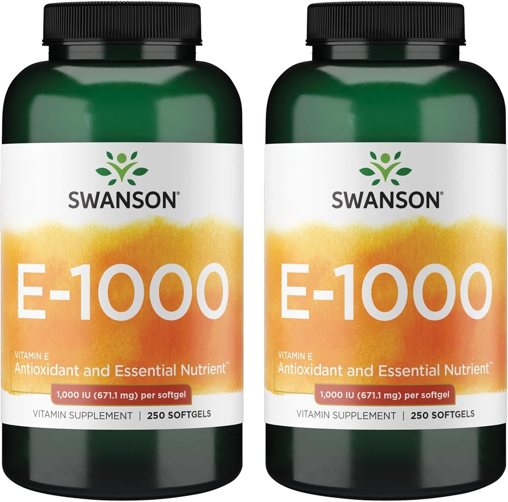Swanson Natural Vitamin E 1000 Iu (671.10 Milligrams) 250 Sgels (2 Pack)