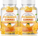 softbear Κάλιο Citrate 1000mg, Ζάχαρη χωρίς Κάλιο Gummies για ενήλικες Υποστήριξη Πόδι Cramps & Μύες Υγεία Υψηλή ισχύς Συμπληρώματα καλίου Gummies Πορτοκαλί Γεύση 120 κόμης