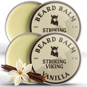 Striking Viking Beard Balm for Men - Leave in Beard Conditioner - Καλλωπιστικό Balm Made with Φυσικώς παράγωγο Beard Butter, Argan & Jojoba Ounce Ounce (Pack of 2), Vanilla 2 Pack)