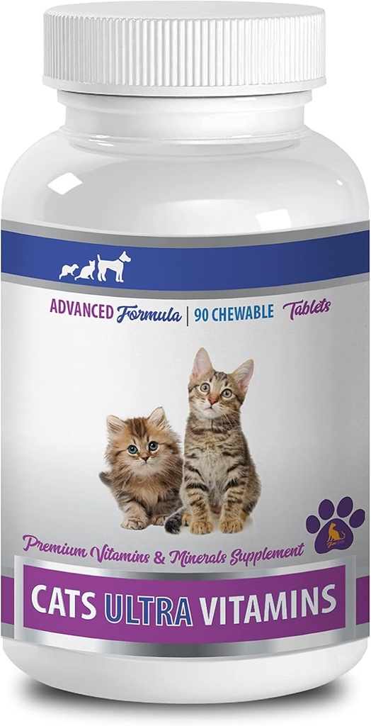 Βιταμίνες γάτας - Ultra Vitamins για γάτες - Healthy Minerals and Vitamins Formula - Chews - γάτα Συμπλήρωμα ασβεστίου - 1 φιάλη (90 Θεραπείες)