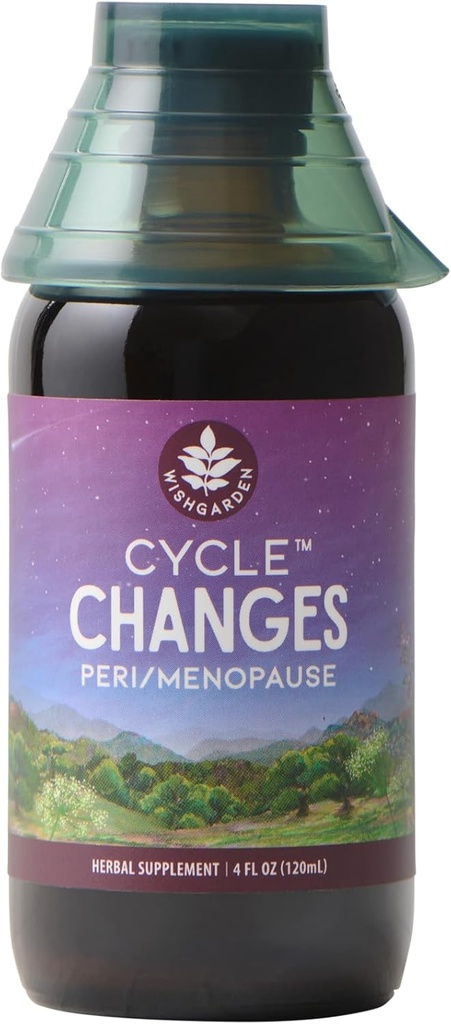 WishGarden Herbs Cycle Changes Herbal Εμμηνόπαυση Υποστήριξη - Plant-based Supplement w/Black Cohosh, Wild Yam & Vitex Υποστηρίζει την ισορροπία ορμονών για τις γυναίκες σε Μετάβαση από την Περιεμμηνόπαυση στην Εμμηνόπαυση, 4oz