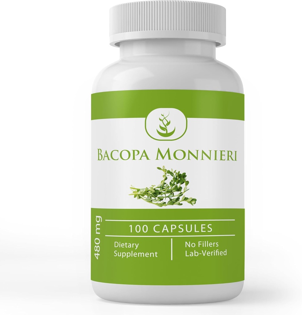 Αμιγώς πρωτότυπα συστατικά Bacopa Monnieri, (100 κάψουλες) Πάντα καθαρό, χωρίς πρόσθετα ή πληρωτικά, Εργαστήριο Επαληθευμένο