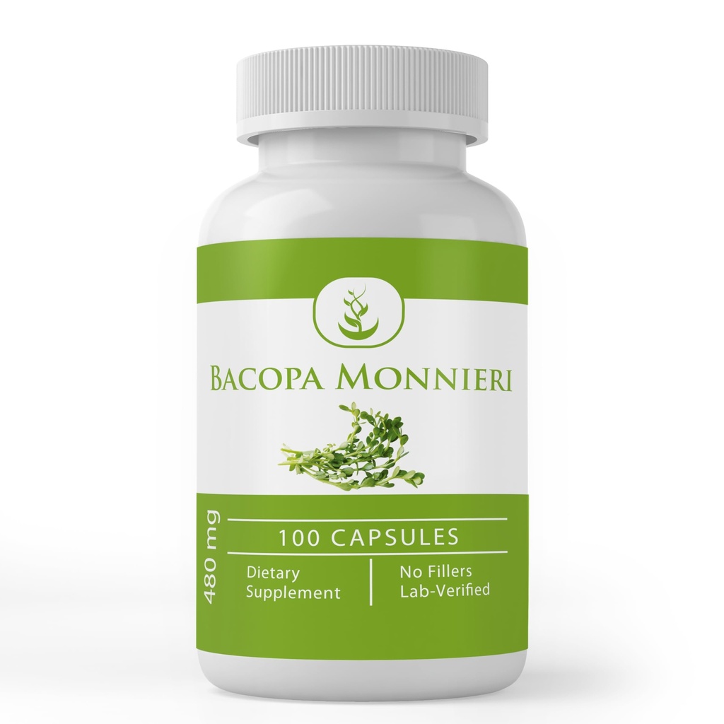 Αμιγώς πρωτότυπα συστατικά Bacopa Monnieri, (100 κάψουλες) Πάντα καθαρό, χωρίς πρόσθετα ή πληρωτικά, Εργαστήριο Επαληθευμένο