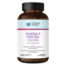 Βιταμίνη World Triple Strength Omega 3 Fish Oil 1360 mg Συμπλήρωμα, 950 mg Ενεργά Ωμέγα-3 Λιπαρά Οξέα με EPA & DHA, Υποστηρίζει την καρδιά, τον εγκέφαλο και κοινή υγεία, χωρίς γλουτένη, 120 Softgels, 4 μήνες προσφοράς