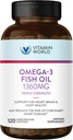 Vitamin World Triple Strength Omega 3 Fish Oil 1360 mg Supplement, 950 mg Active Omega-3 Fatty Acids with EPA & DHA, Supports Heart, Brain & Joint Health, Gluten Free, 120 Softgels, 4 Months Supply