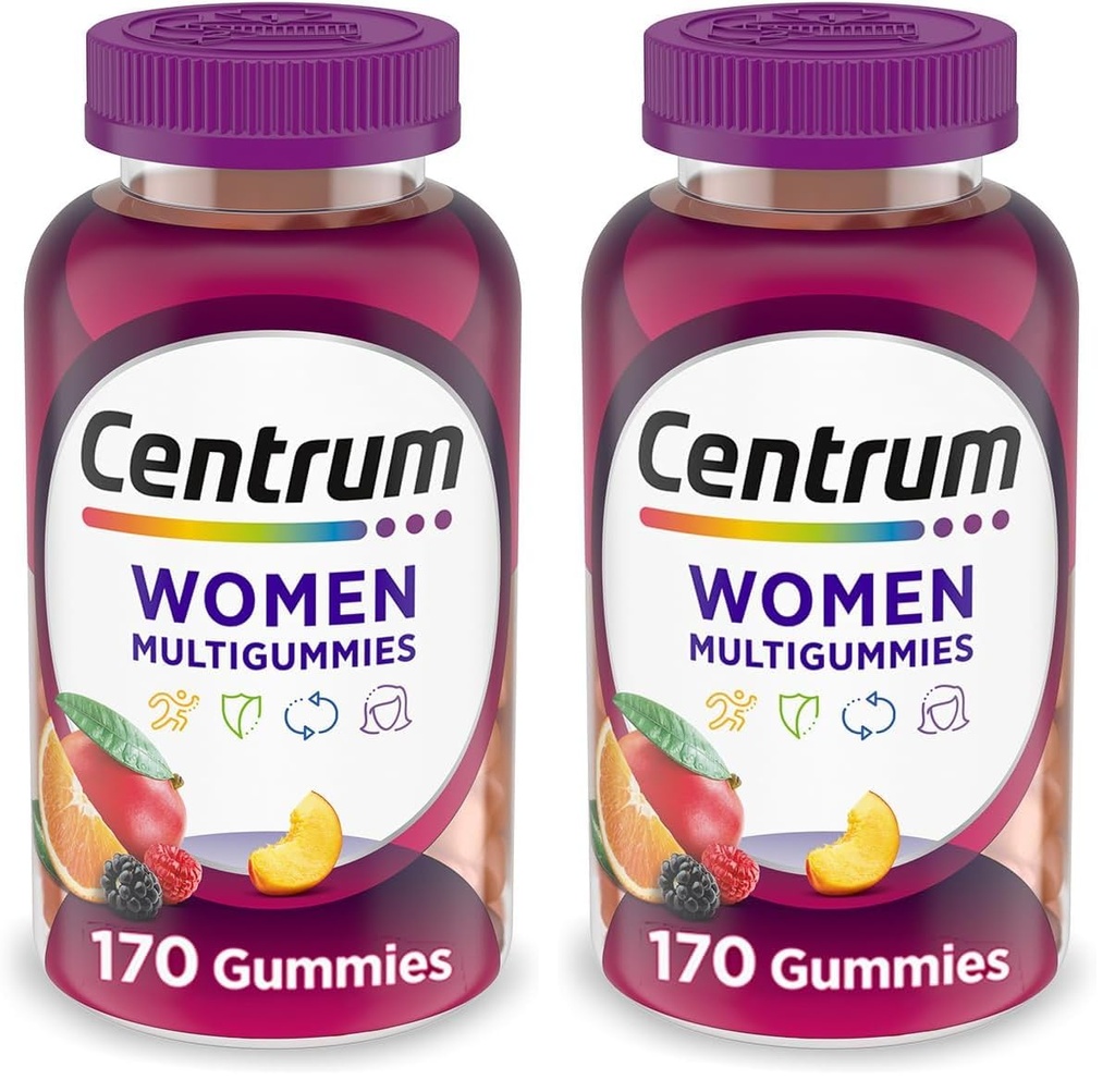 Centrum MultiGummy Gummy Multivitamin για γυναίκες, Multivitamin / Multimineral συμπλήρωμα με βιταμίνη D3, Β Βιταμίνες και Αντιοξειδωτικά, Ποικίλες Γεύσεις Φρούτων - 170 Count (Pack of 2)