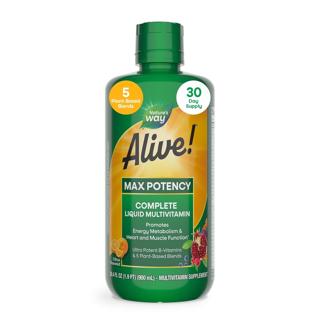 Ο Δρόμος της Φύσης Ζωντανός! Max Potency Complete Liquid Multivitamin for Women and Men with Antioxidant Beta Carotene, Βιταμίνες C & E και Με βάση τα τρόφιμα, Εσπεριδοειδή Γεύση, 30,4 Fl Oz
