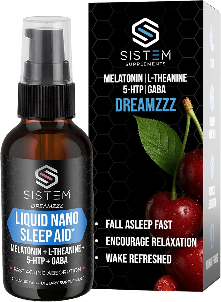 Υγρό Spray Nano Sleep Aid με μελατονίνη, GABA, L-Θεανίνη, 5-HTP συμπλήρωμα Blend, προάγει την ηρεμία, ξεκούραστη ύπνο & αποκατάσταση, υγρό βοήθεια ύπνου για ενήλικες, Dreamzzz από Sistem