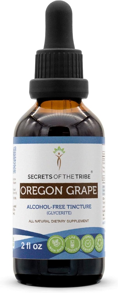 Μυστικά της Φυλής Oregon σταφυλόκοκκο υγρό εκχύλισμα, Responablely εκτρεφόμενο Όρεγκον σταφυλή (Mahonia aquifolium) Αποξηραμένη ριζική βαφή συμπλήρωμα (2 FL OZ)