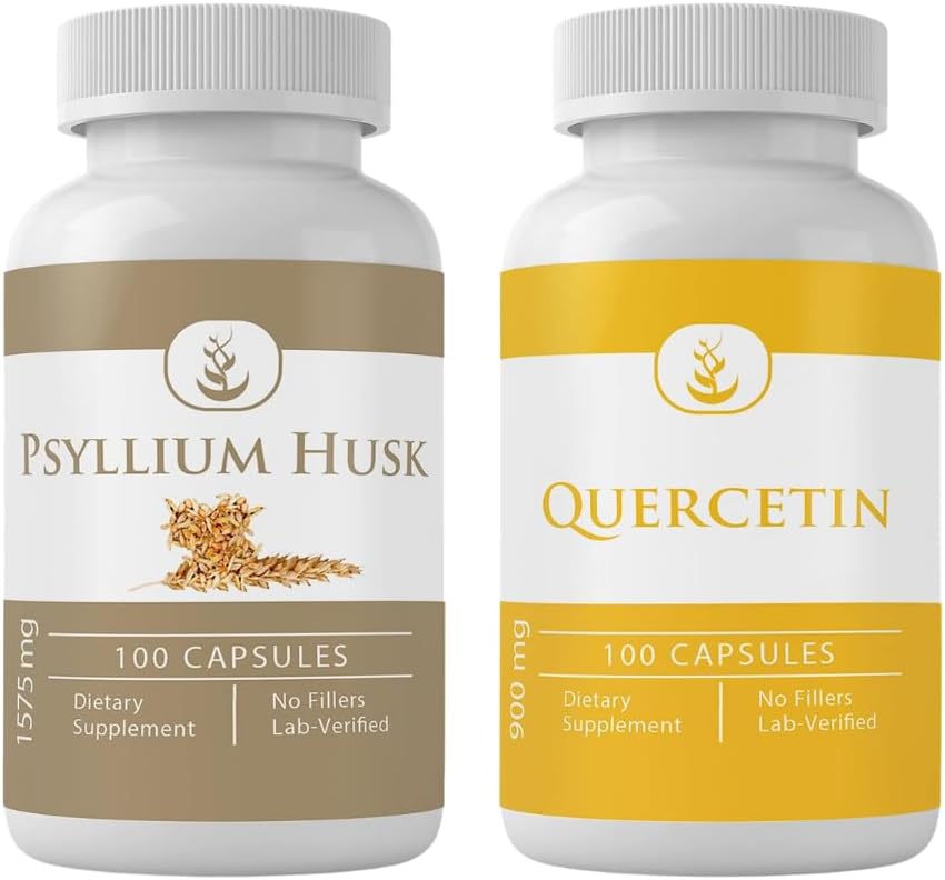 ΠΥΡΗΝΙΚΑ ΣΥΣΤΑΤΙΚΑ Psyllium Husk & Quercetin Capsule (100 κάψουλες το καθένα), Χωρίς Πρόσθετα ή Fillers, Εργαστήριο Επαληθευμένο