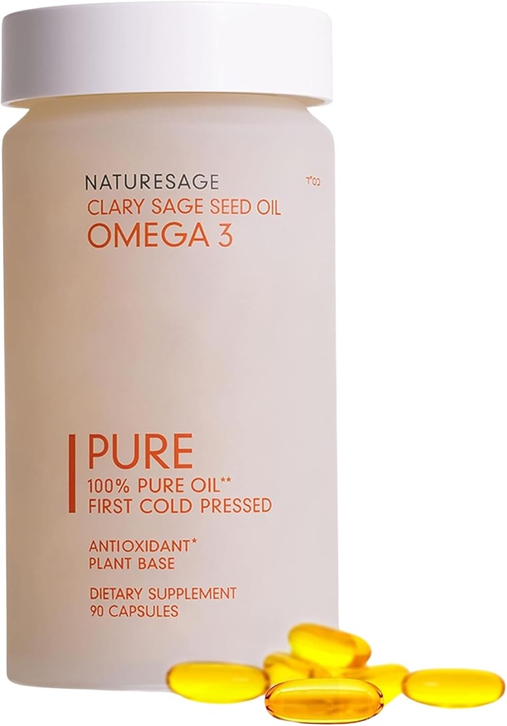 Vegan Omega 3 συμπλήρωμα καψακίων, Φυτικό Ωμέγα 3 Fish Oil Εναλλακτική, 90 κάψουλες – Ψυχρό Πιέζεται από Clary Sage Seed – Kosher - Ωμέγα 3 συμπλήρωμα λιπαρών οξέων