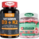 Βιταμίνη D3 20.000 IU + K2(MK7) 200mcg Softgels + Akkermansia Προβιοτικά Gummies με προβιοτικά Fiber