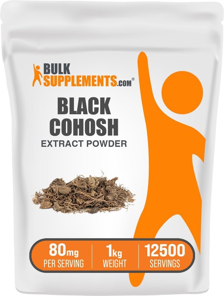 BulkSupplements.com Black Cohosh Extract Powder - από Black Cohosh Root, συμπλήρωμα βοτάνων - Vegan & Gluten Free, 80mg ανά Σερβίρισμα, 1kg (2,2 lbs) (Pack of 1)