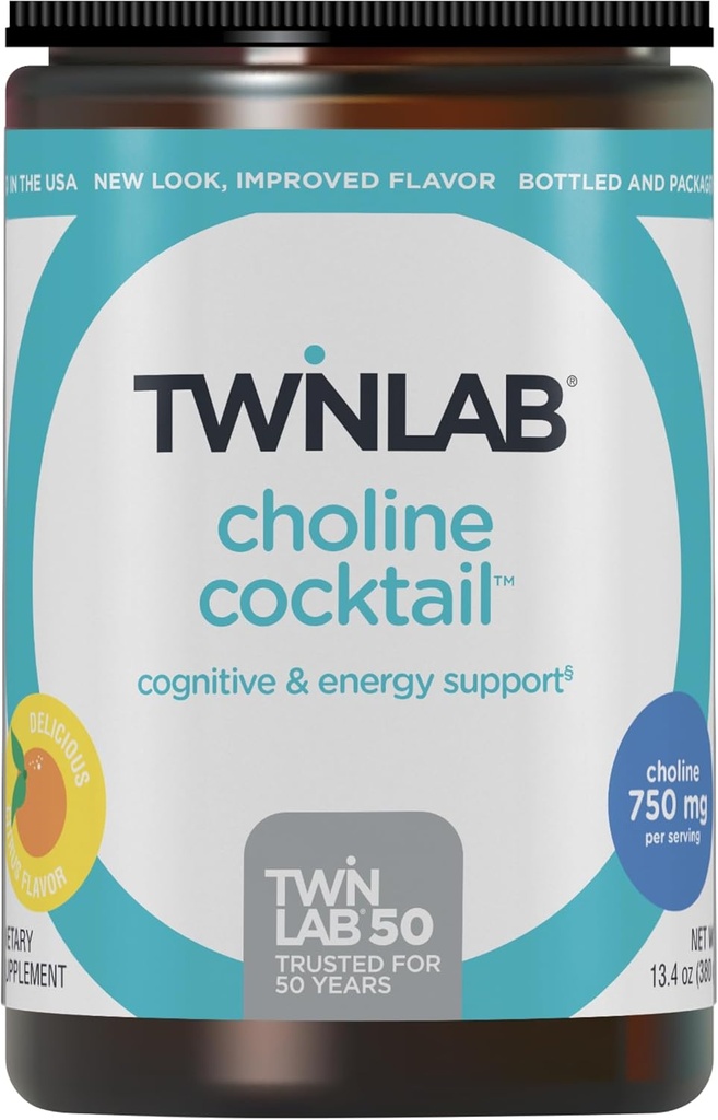 Twinlab Choline Cocktail - Υποστήριξη για την υγεία του εγκεφάλου - Συμπλήρωμα ενέργειας για άνδρες και γυναίκες - 13.33 oz