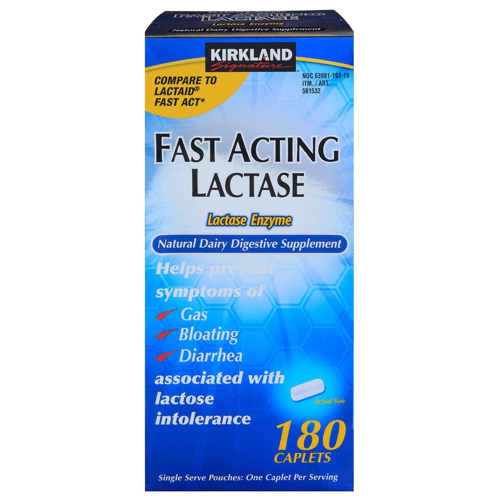 Kirkland Signature Fast Active Lactase Enzyme 180 Count