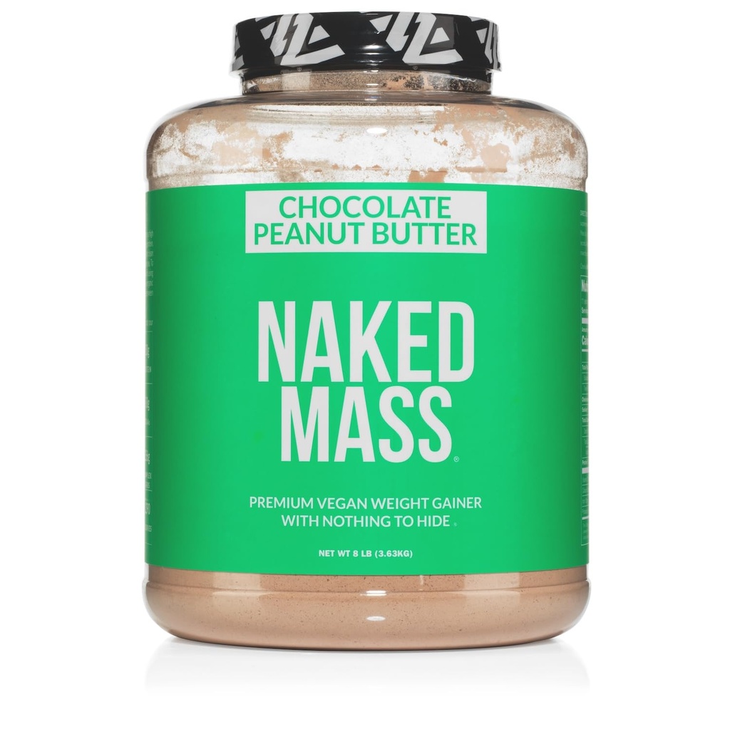 NAKED Vegan Μάζα - Σοκολάτα Φυστικοβούτυρο - 1.290 θερμίδες, Τίποτα Τεχνητό, Όλα τα φυσικά σοκολάτα PB Βάρος Κερδίζοντας πρωτεΐνη σκόνη, μη GMO, χωρίς σόγια και γλουτένη - 8LB Μαζική - 11 εξυπηρετούν