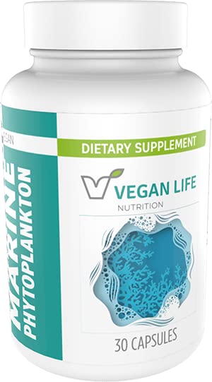 Διατροφή ζωής Vegan - Θαλάσσιες κάψουλες Phytoplankton - Χωρίς γλουτένη, Vegan και μη ΓΤΟ Συμπλήρωμα διατροφής με Alpha 3 CMP για την υποστήριξη της κυτταρικής υγείας, ενέργειας, & ζωτικότητα - 30 κάψουλες