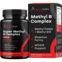 Methylated B Complex Vitamin Supplement - Bioactive Methyl B Complex with 5-MTHF Methyl Folate & B12 Methylcobalamin for Brain Heart Energy & Homocysteine Support - Super Vitamin B Complex (30 count)