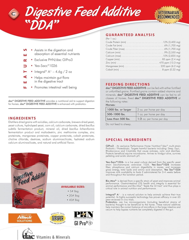 Γενόσημο DAC Digestive Feed Πρόσθετη (DDA) 5lb
