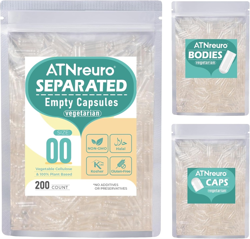 Vegan χωρισμένα άδεια κάψουλες μέγεθος 00 (200 κόμης), HPMC κάψουλες χάπια άδειο για συμπλήρωμα DI συμπλήρωσης