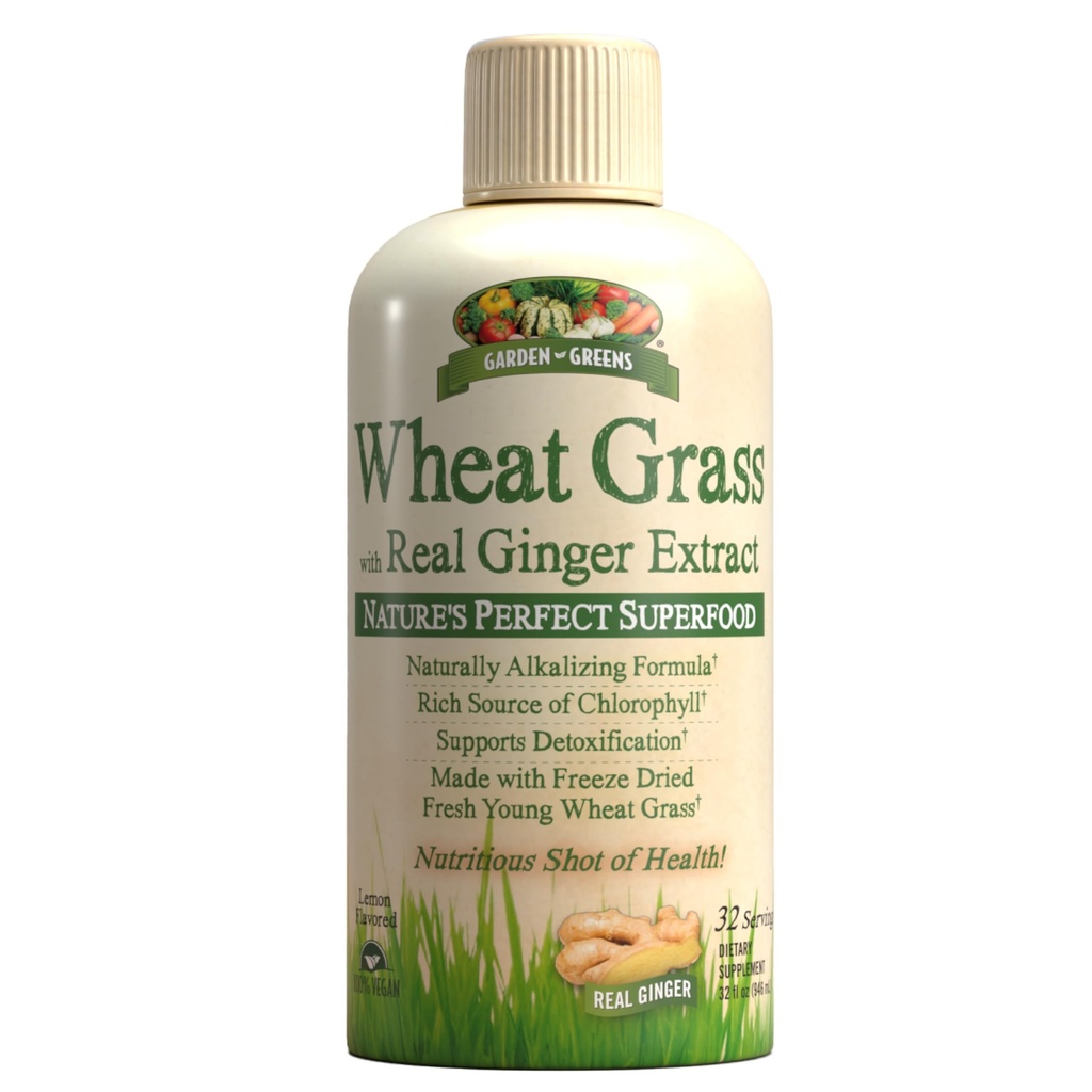 Κήπος Πράσινοι Σιτάρι Grass Υγρό με Real Ginger Extract, Perfect Superfood της φύσης, 32 μερίδες